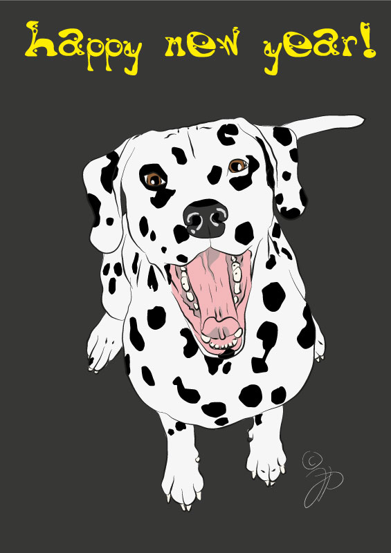Happy new year - Illustration Dalmatiner, fertiggestellt: 31.12.2012, 23:57